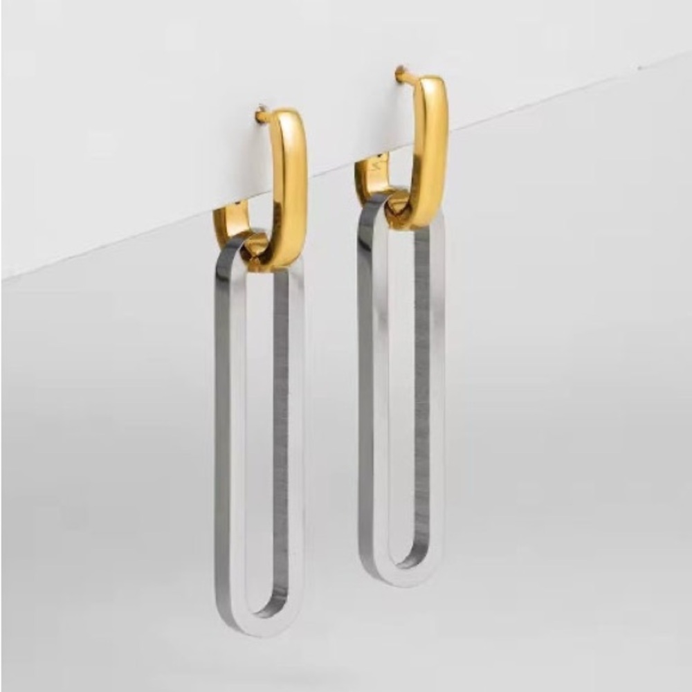 Elegant Gold and Silver Drop Earrings
